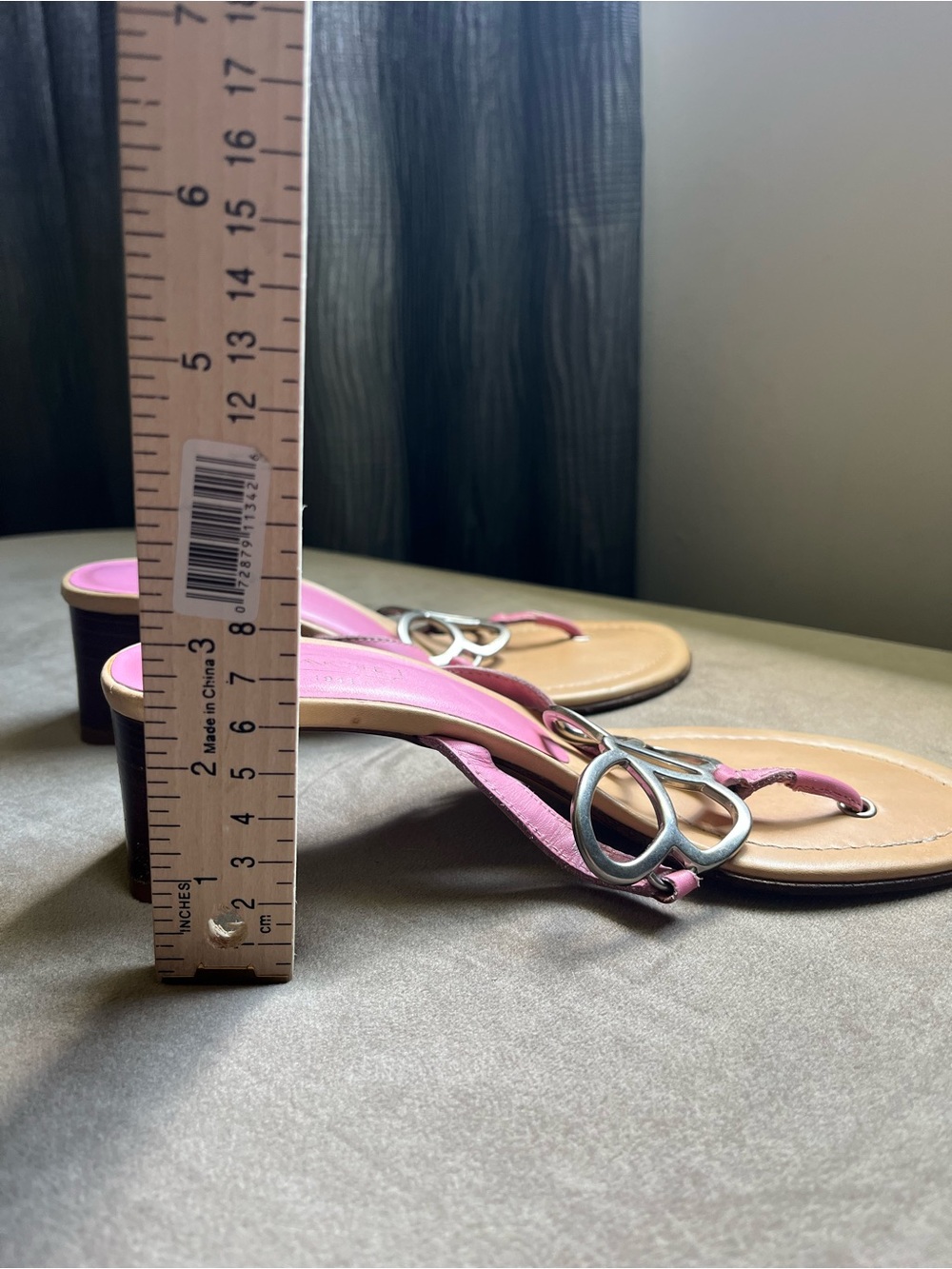 Coach Pink Amara Leather Thong Sandals with Silver Butterfly Accent Y2K - Picture 8 of 11
